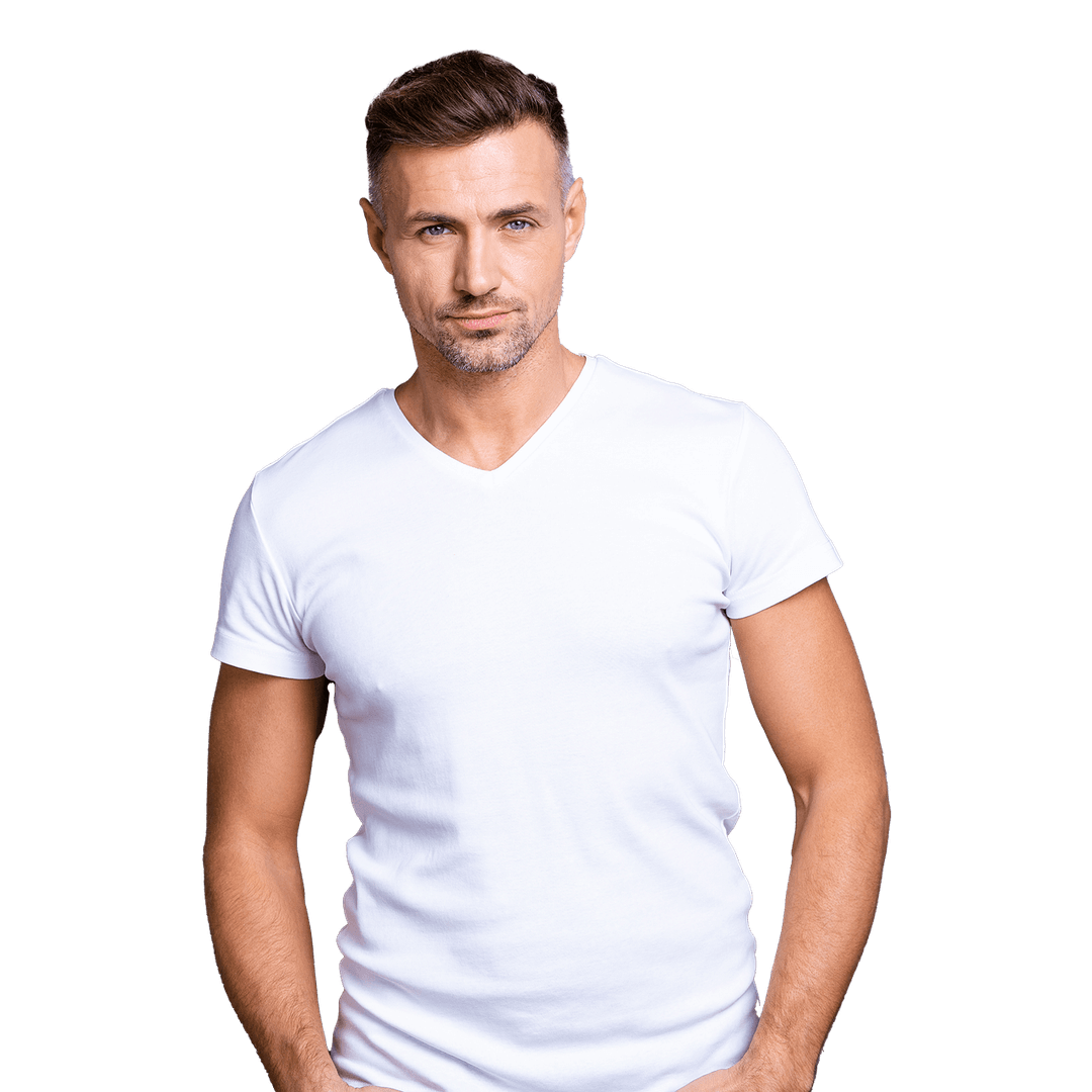 tampa hair restoration model with white shirt