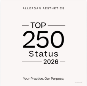 Allergan Aesthetics Top 250 Status 2025 badge.