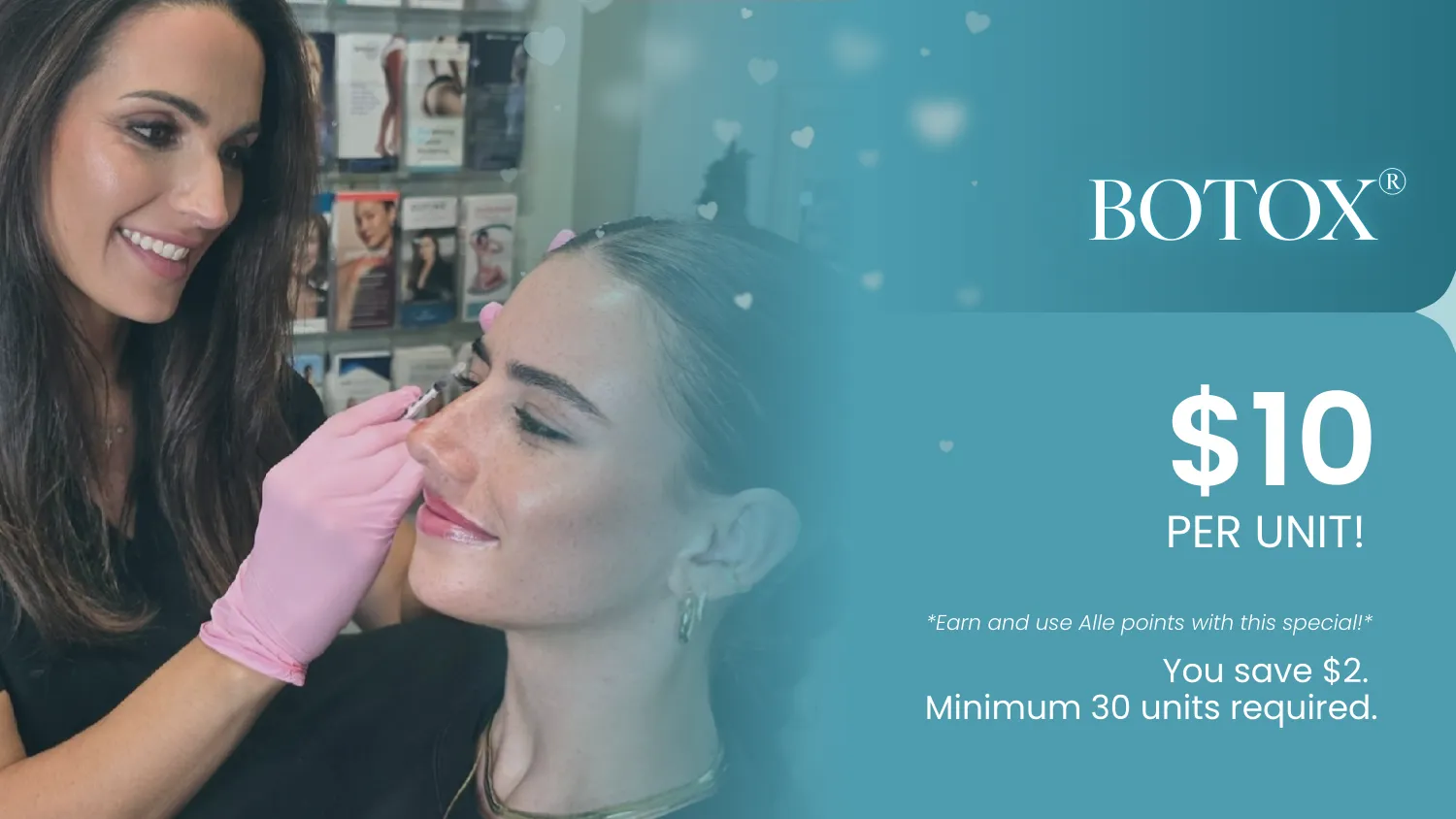 botox promotion with pricing details and model.
