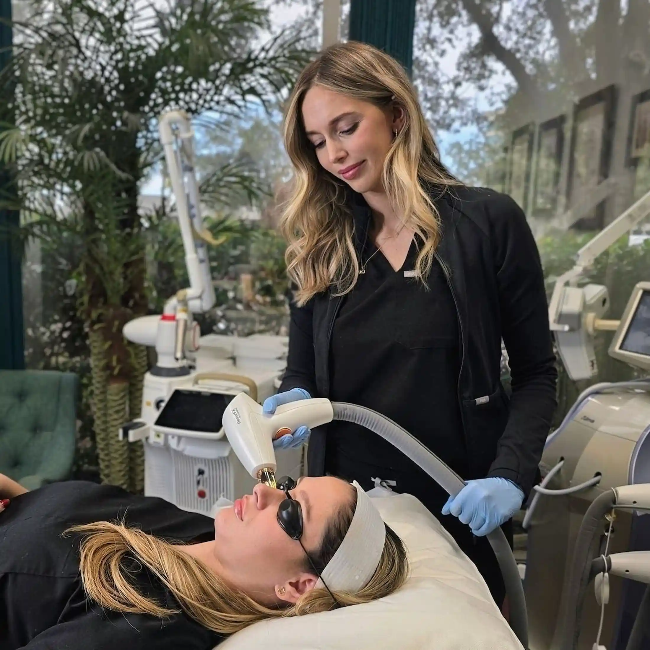 ResurFX non-ablative fractional laser treatment in progress at Vein & Cosmetic Center