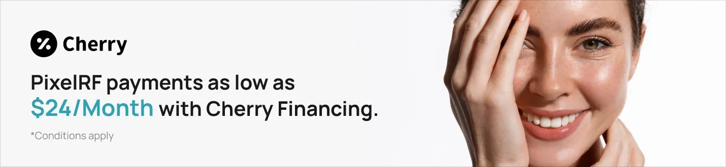 Cherry financing banner that reads, "PixelRF payments as low as $24/Month with Cherry Financing. *Conditions apply"