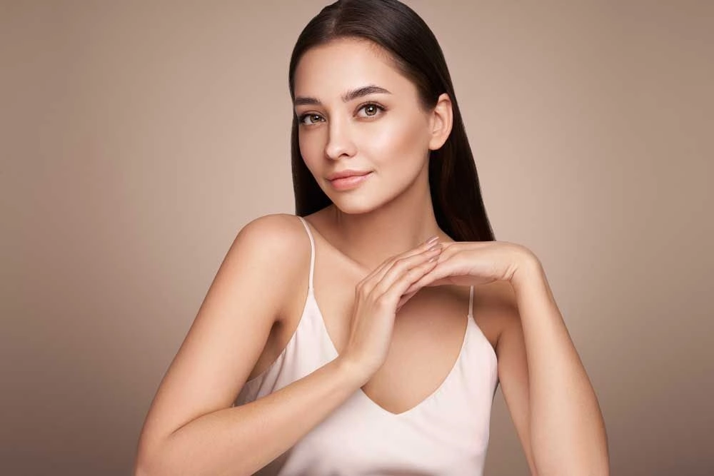 Woman with tightened, smooth skin after Morpheus8 RF microneedling